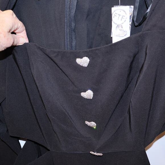 Fashion to Figure Size O (XL) Heart Button Jumpsuit with Waist Cutouts Black - Picture 3 of 16